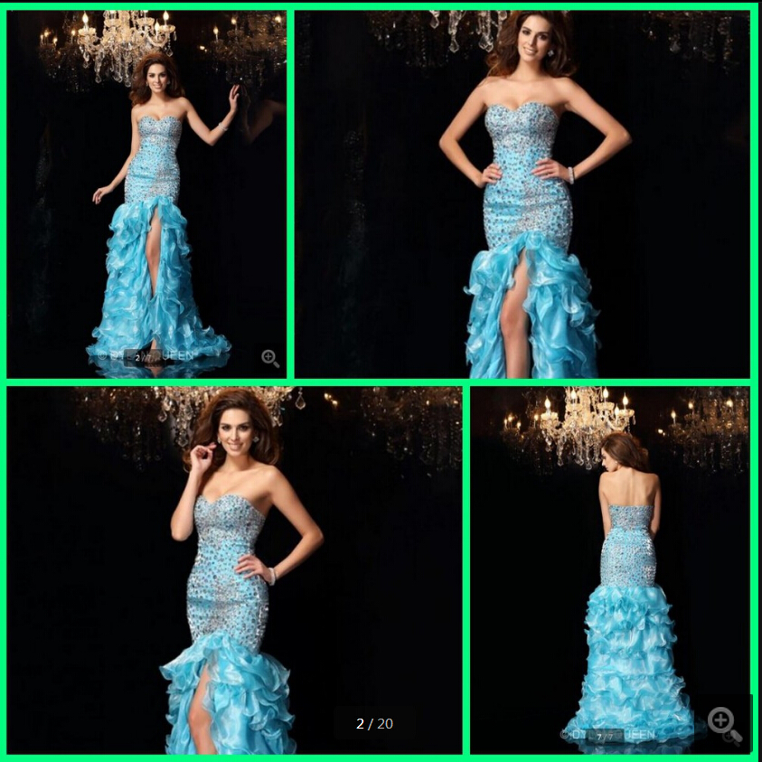 Vestido De Festa sky blue mermaid ruffles beaded crystals evening dress strapless sweetheart neck with slit formal evening gowns hot sale, Same as picture
Vestido De Festa sky blue mermaid ruffles beaded crystals evening dress strapless sweetheart neck with slit formal evening gowns hot sale, Same as picture