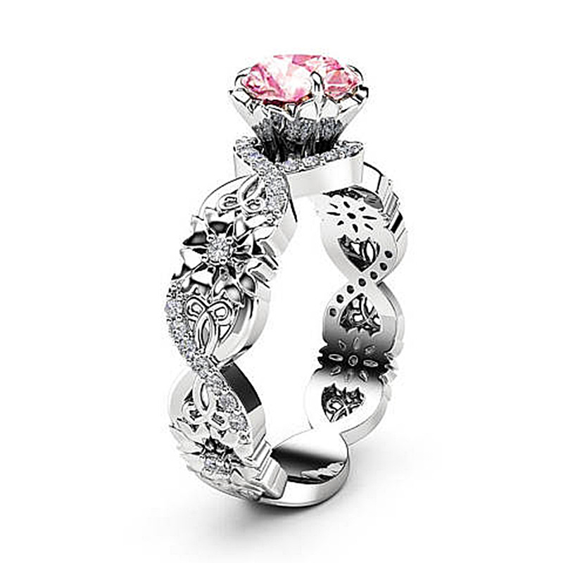 Glamour Female Pink Crystal Zircon Ring Silver Color Flower Shape Wedding Ring Female Wedding Engagement Jewelry
Glamour Female Pink Crystal Zircon Ring Silver Color Flower Shape Wedding Ring Female Wedding Engagement Jewelry