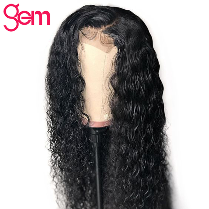 4x4 Closure Wig Curly Human Hair Wig GEM Malaysian Remy Human Hair Lace Front Wigs Pre Plucked 30 Inch Wigs For Black Women, As pic