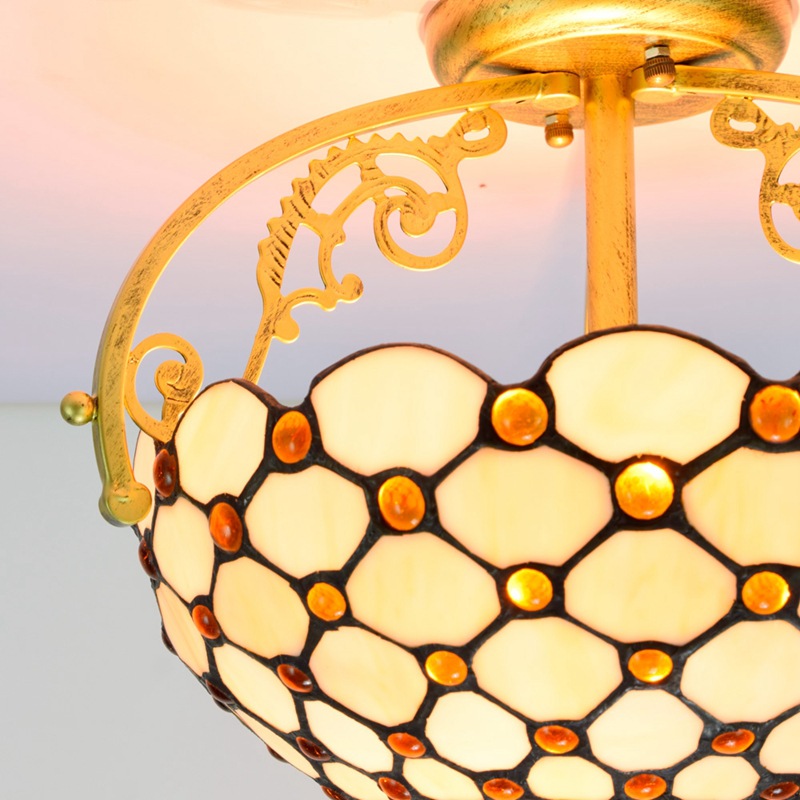 Tiffany style stained glass ceiling lights E27 hotel hall lamp AC220V Minimalist white chandelier TF095