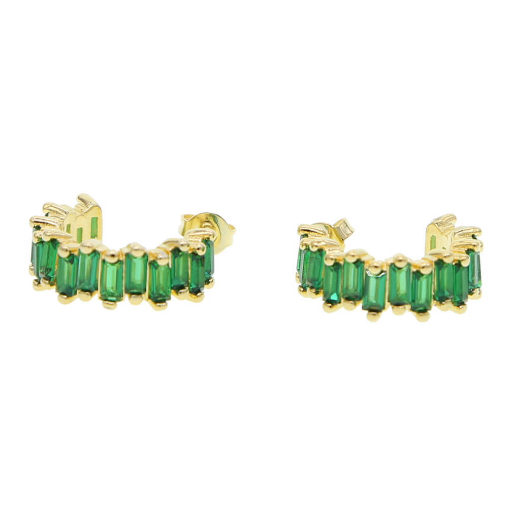 Emerald green cubic zirconia hoop earring Gold plated high quality classic gorgeous women female jewelry