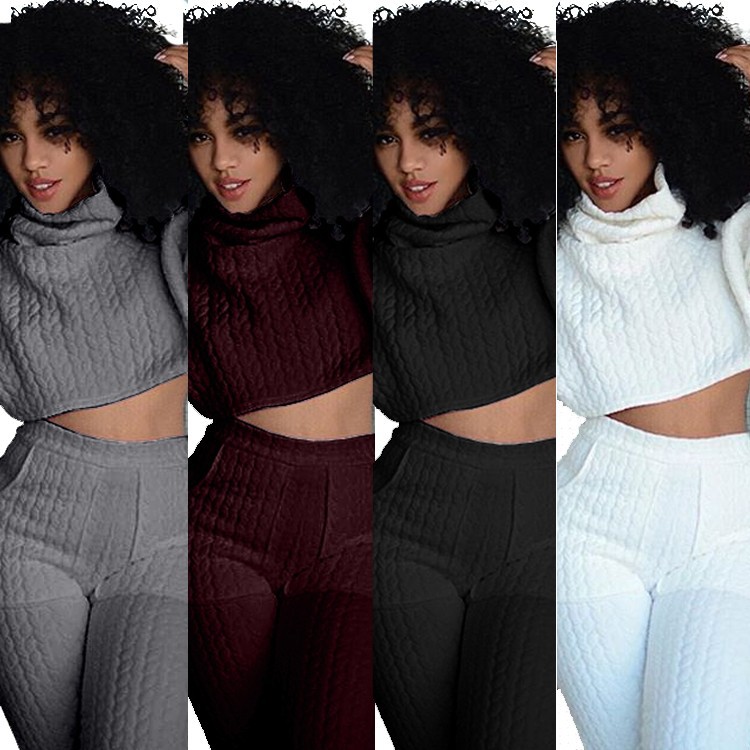 2020 Winter Sexy Fashion Design Casual Long Pants Two Pieces Rompers Women Jumpsuit Solid Thick Bodysuit Woman Clothing