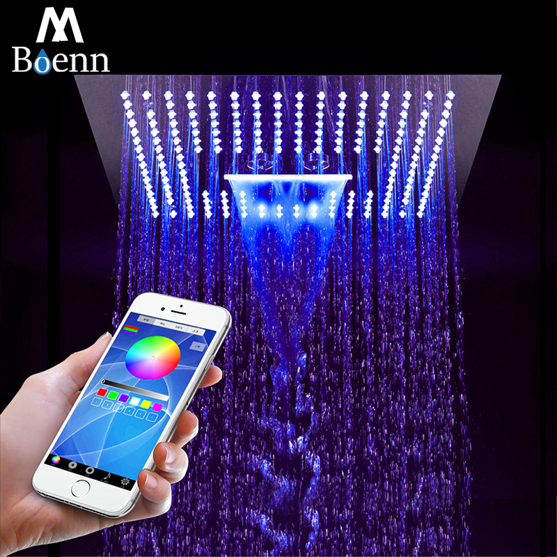 

M Boenn 64 Color 3 Function Big Led Shower Head Waterfall Ceiling Shower Bathroom SPA Rainfall Stainless Steel Chrome Showerhead