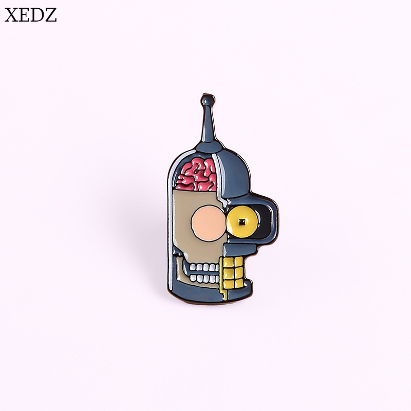 Simpson Robot Enamel Pins Halloween Badges Iron Head Brain Brooches Denim Clothes hat bag Punk horror Jewelry Gift for friends, Gray
Simpson Robot Enamel Pins Halloween Badges Iron Head Brain Brooches Denim Clothes hat bag Punk horror Jewelry Gift for friends, Gray