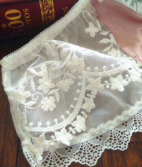 2019 New Arrival Plus Size M L XL 3XL Princess Lovely Cute Lolita Kawaii Sexy Embroidery Satin Lace Panties Underwear brief T200110