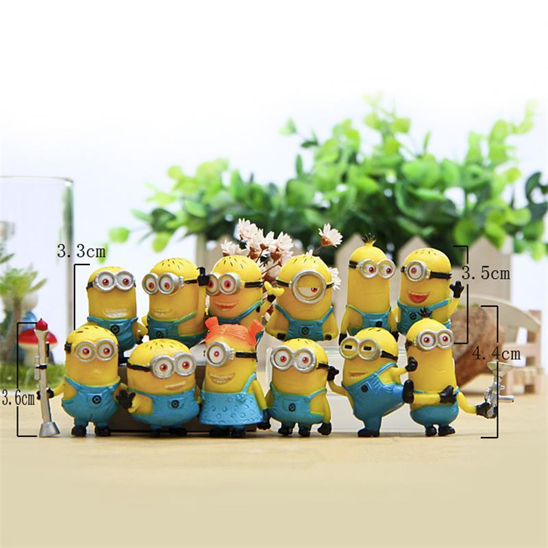 12pcs/set Cute Lovely Minion Miniature Figurines Toys small yellow Man Figures Desktop furnishing models 3cm dolls Kids Gifts Y200106