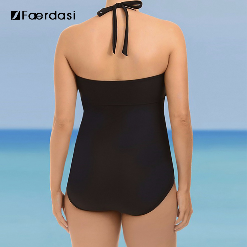 Fashion-Faerdasi One Piece SwimSuit Plus Size Swimwear Bathing Suit Swimsuit Monokini Women Push Up Black Color One-Piece