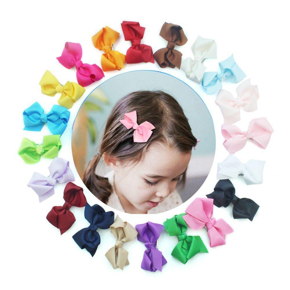 40pcs 3 Inch Baby Girl Solid Ribbon Hair Bows Alligator Clips for Toddlers Kids Children Fashion Hair Accessories Free Drop Shipping