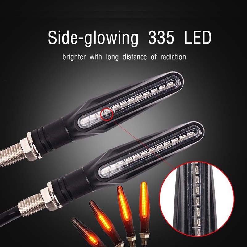 4pcs Motorcycle Turn Signal Lights 12 LED Flowing Indicator Lighting DRL Indicators Motor Flashing Brake Lamps