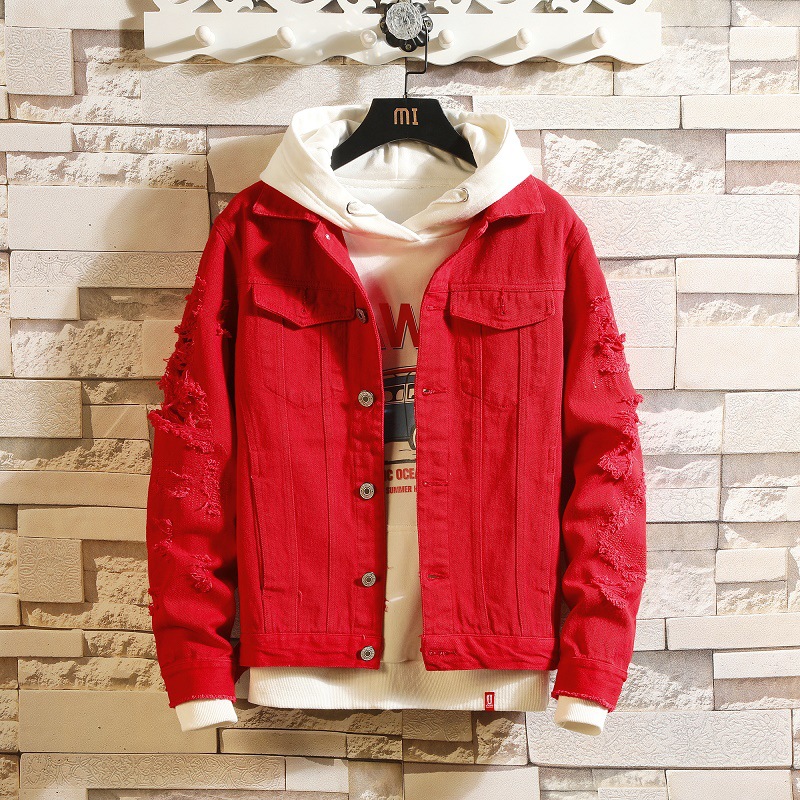 2020 Men's Autumn New Broken Fine Denim Jacket Trend Teenagers Leisure Vintage Collar Denim Jacket, Black 
2020 Men's Autumn New Broken Fine Denim Jacket Trend Teenagers Leisure Vintage Collar Denim Jacket, Black