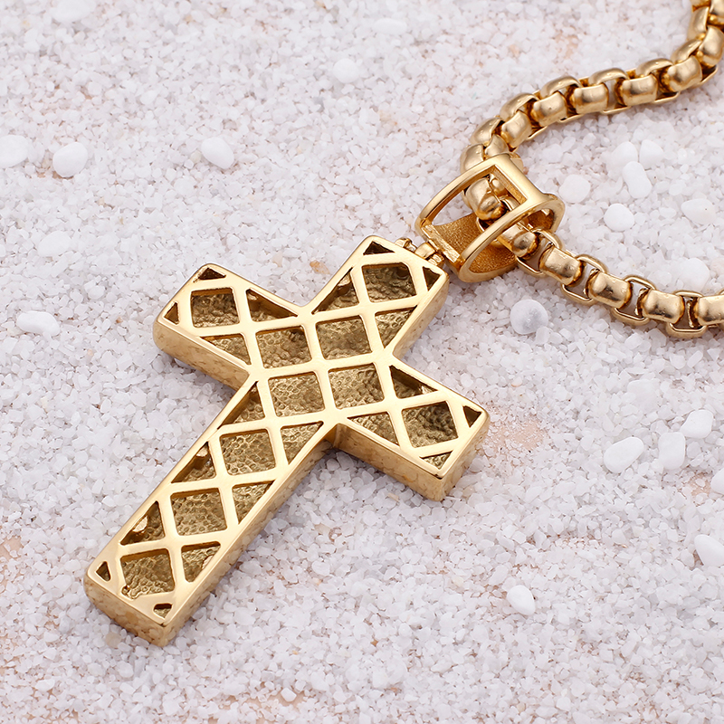 Cross Pendants Necklace Men Hip Hop Zircon 316L Stainless Steel Full Cubic Zirconia Setting 18K Gold Plated Jewelry