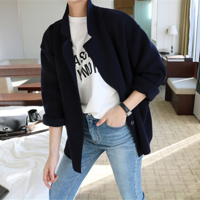 Cashmere Cardigan Sweater Women Winter Jumper Solid Korean Blazer Sweater Button Oversized Cardigan Harajuku Double Breasted New V191019