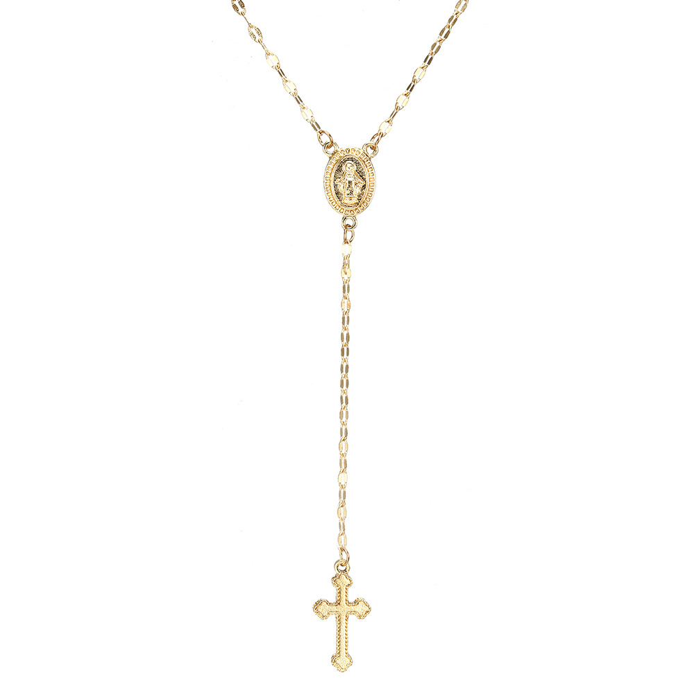 Vintage Cross Chain Necklace Christian Cross Bohemia Religious Rosary Pendant Necklace for Women Charm Jewelry Gold Pendant Necklaces