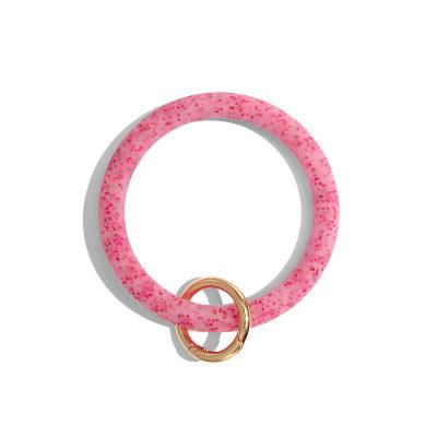 Shiny Silicone O Bracelet Keychain Fashion Circle Exaggeration Wrist Keyring Accessories Glitter Keychain Key Ring Women Gift