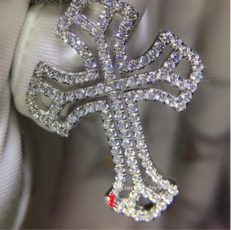 Heart love Big Cross pendant necklace 925 Sterling silver 5A zircon Cz Party wedding Cross Pendant for women men Jewelry