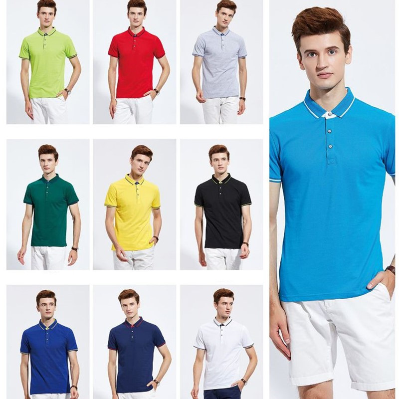 Unisex Teamwear Casual Sporty Polo Tees 100% Cotton Short Sleeve T-Shirts Men Women Slim Fit Contrast Inner Collar Activities Blank Tees