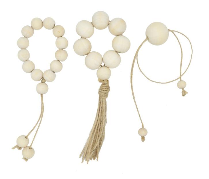 Wooden Bead Napkin Rings Pendants Natural Wooden Bead Napkin Holder For Wedding Home Decor Table Decoration