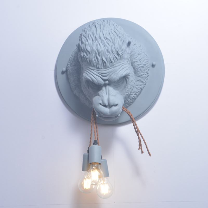 Nordic Modern Wall Lamp Resin Monkey Lamp Home Deco Orangutan Wall+lamps Bedroom Living Room Light Fixtures Creative Wall Light