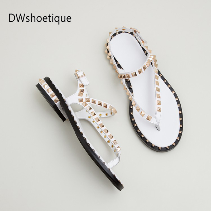 Summer rivet women sandals flip flop studs women sandals, Black