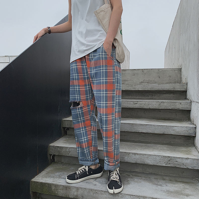 2020 Spring And Summer New Youth Popular Color Matching Plaid Loose Wide Leg Jeans Fashion Casual Straight Pants Blue -2XL
2020 Spring And Summer New Youth Popular Color Matching Plaid Loose Wide Leg Jeans Fashion Casual Straight Pants Blue -2XL
