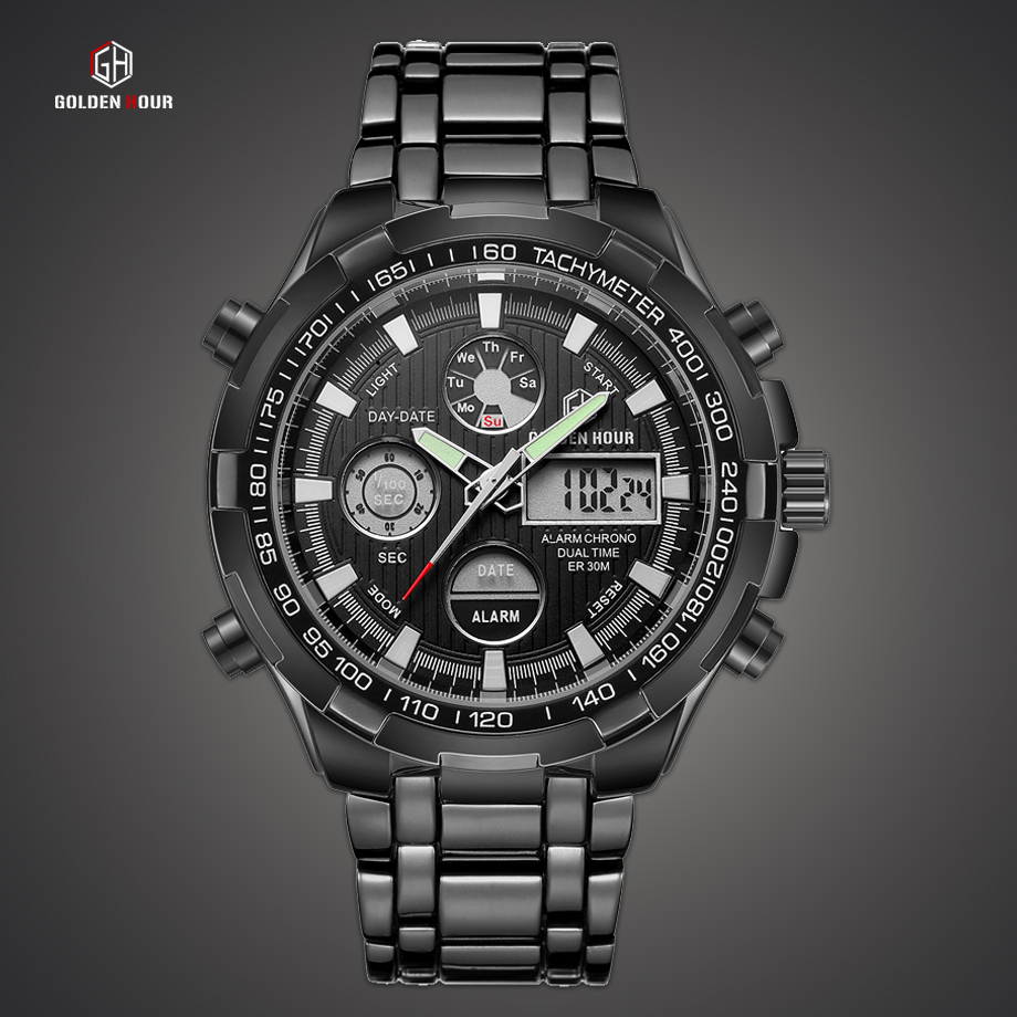 GOLDENHOUR Stainless Alarm Men's Quartz Watch Sport Man Business Male Watches Waterproof Luminous Military Men Wristwatch Clock, Slivery;brown
GOLDENHOUR Stainless Alarm Men's Quartz Watch Sport Man Business Male Watches Waterproof Luminous Military Men Wristwatch Clock, Slivery;brown
