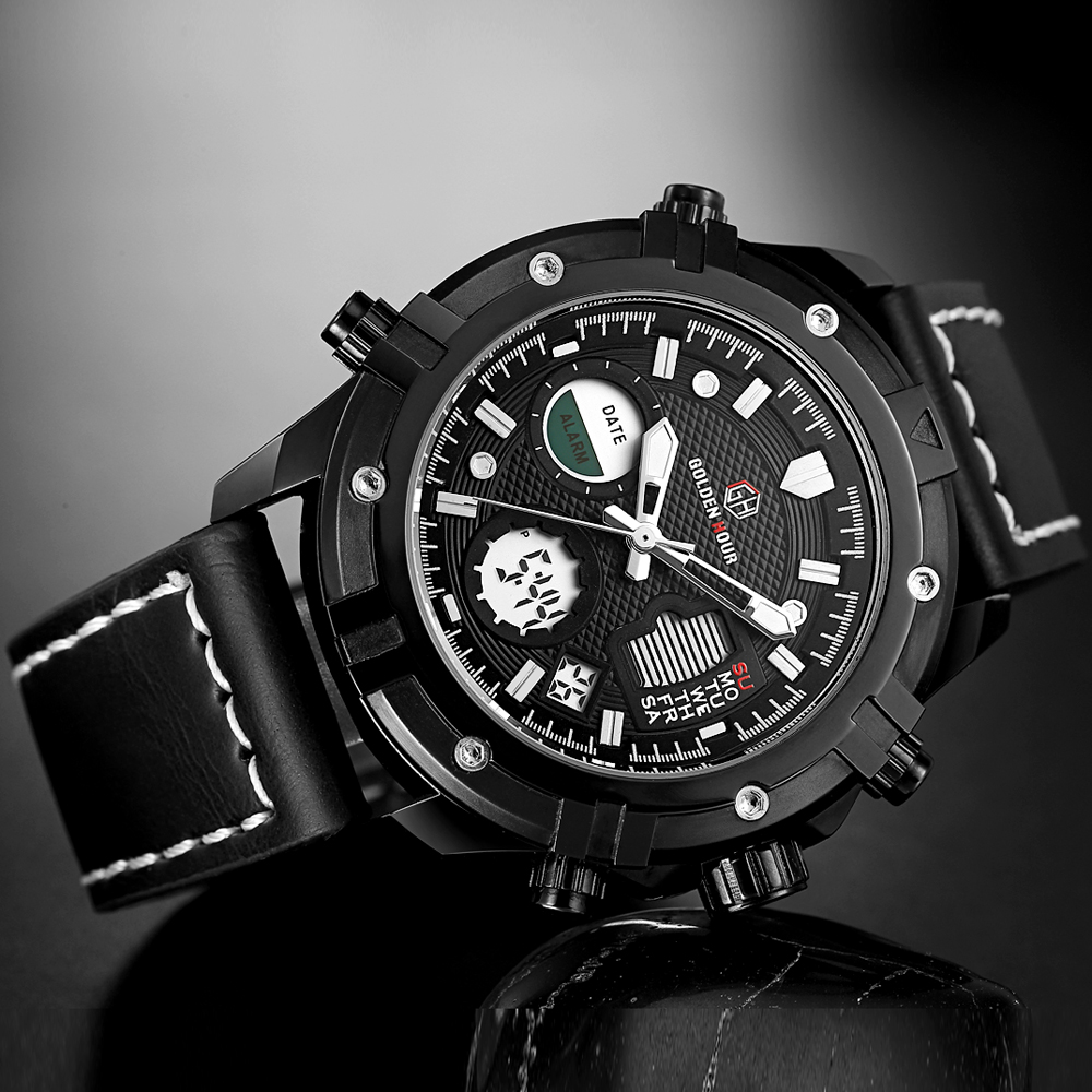 Top Luxury Brand GOLDENHOUR Military Back Light Men Watch Relogio Hombre Automatic Chronograph Sport Man Watch Relogio Masculino, Slivery;brown
Top Luxury Brand GOLDENHOUR Military Back Light Men Watch Relogio Hombre Automatic Chronograph Sport Man Watch Relogio Masculino, Slivery;brown