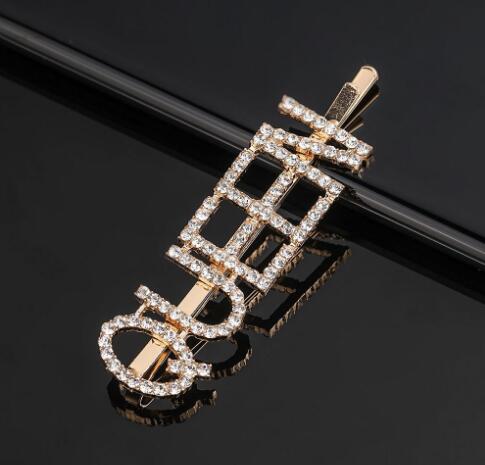 Sparkly Gold Sliver Pearl Letter Hair Clip Word Barrettes Pins Handmade Rhinestones Hair Jewelry Hair Accessories for Women GB1703