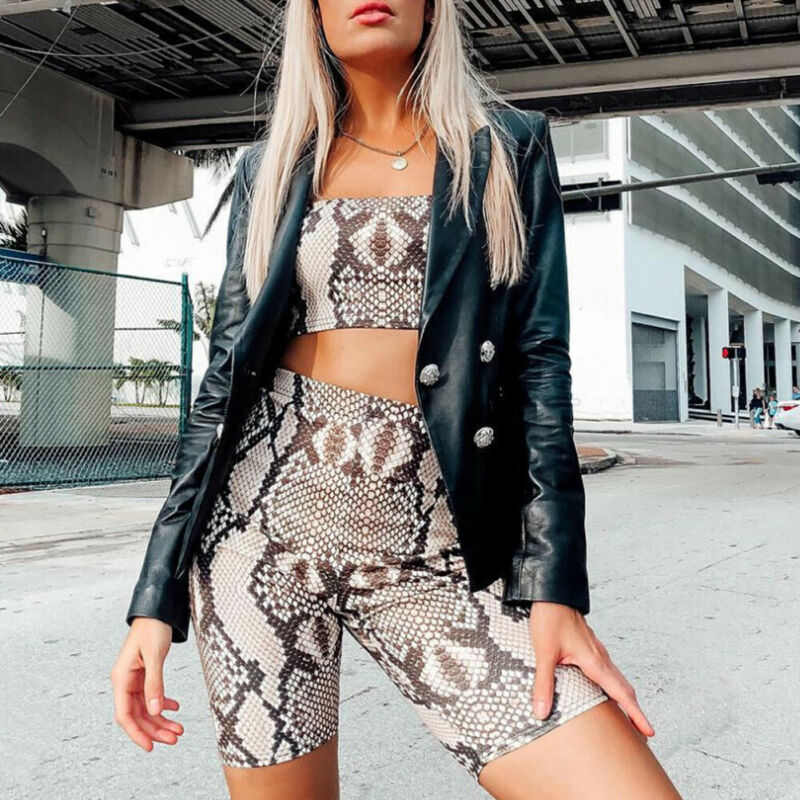 Sexy Snake Skin Print Two Piece Set Womens Summer Casual Shinny Tube Top Shorts Bodycon 2Pcs Set Outfits Short Sports Sets, As pic
Sexy Snake Skin Print Two Piece Set Womens Summer Casual Shinny Tube Top Shorts Bodycon 2Pcs Set Outfits Short Sports Sets, As pic
