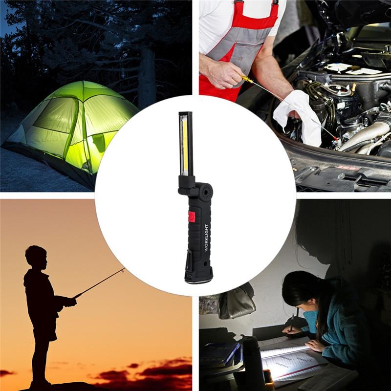 Lighting COB Flashlight 5 Mode Torch USB Rechargeable LED Work Light Magnetic COB Lantern Hanging Lamp Hook For Camp