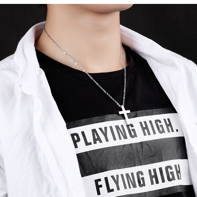 Lover Couple Christian Jesus Cross Pendants Necklace Jewelry 316L Stainless Steel Gold Plated Necklace Religious Jewelry