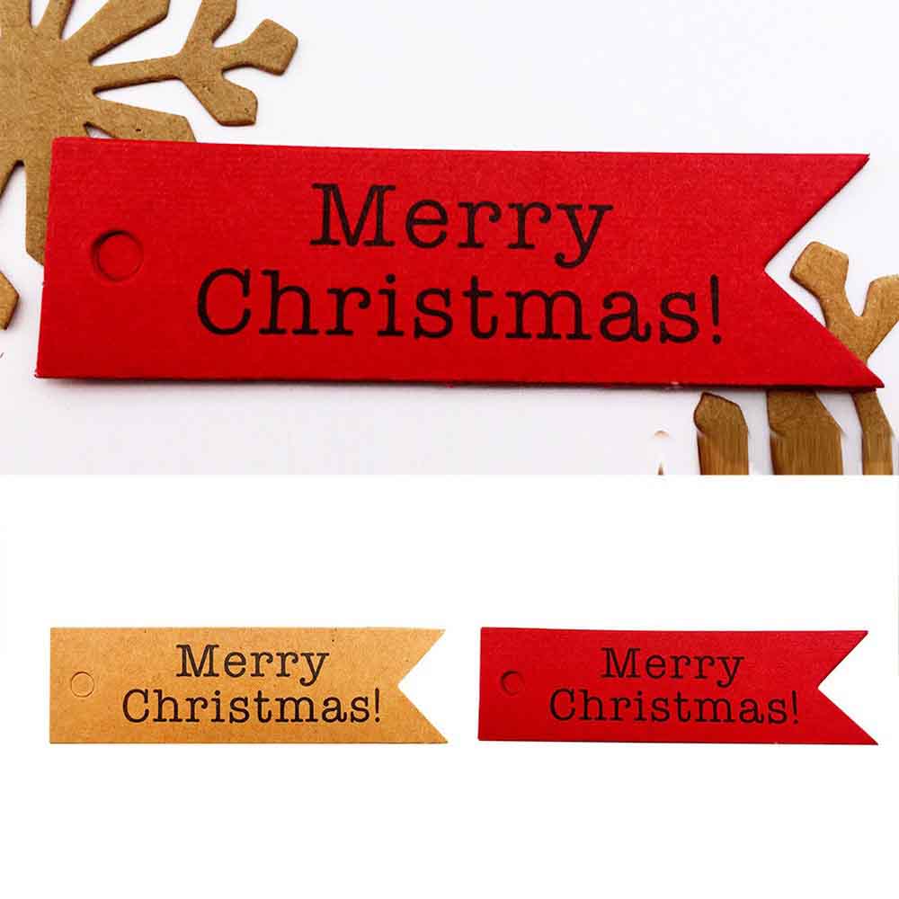 Merry Christmas Gift Tags Candy Bag Box Hang Paper Tags Label Xmas Gift Craft Card String Christmas Tree Decoration