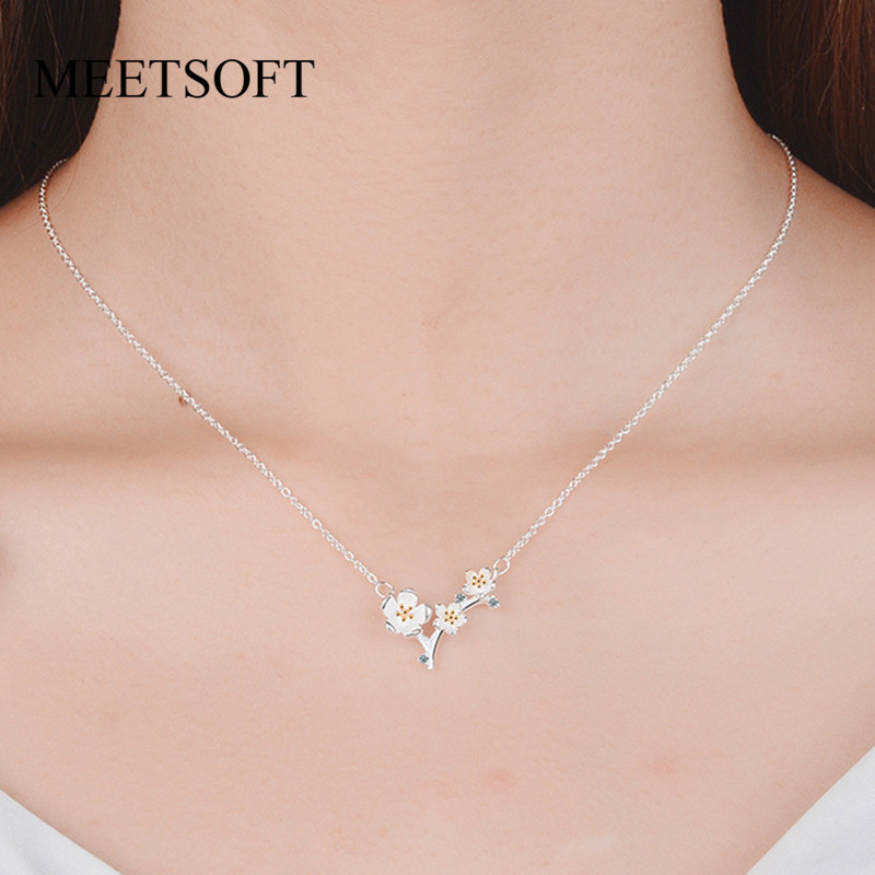MEETSOFT 925 Silver Pendant Necklace Minimalist Clavicle Chain Female Small Plum Branch Cherry Blossoms Jewerly Gift
MEETSOFT 925 Silver Pendant Necklace Minimalist Clavicle Chain Female Small Plum Branch Cherry Blossoms Jewerly Gift
