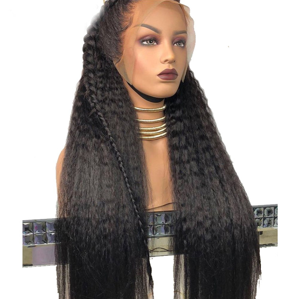 Beauty 150density yaki straight brazilian lace front wig black/brown /blonde /burgundy synthetic lace wig heat resistant for women