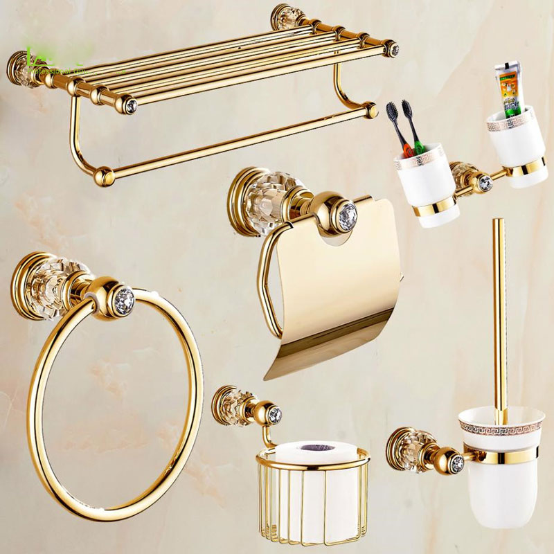 Gold Crystal Brass Bathroom Accessories Bathroom Hardware Set Gold Soap Dish Towel Holder Hair Dryer Rack Paper Net 2
Gold Crystal Brass Bathroom Accessories Bathroom Hardware Set Gold Soap Dish Towel Holder Hair Dryer Rack Paper Net 2