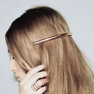 Simple Personality Decorations Fashion Style Women Hair Clips Cool Metal Gold/Silver Plain ARC Tube Big Hairpin Accessories
