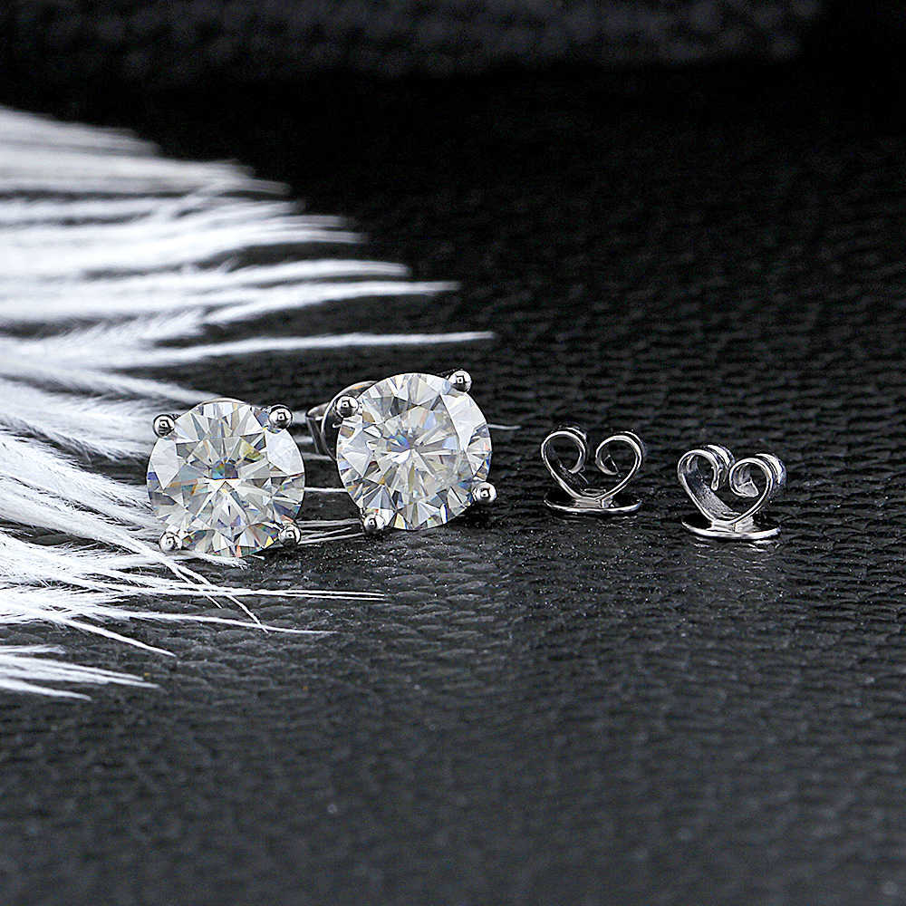 Transgems 14K 585 White Gold 2.4CTW 7MM or 1.6CTW 6MM GH Color Moissanite Diamond Stud Earrings For Women Party Gift Push Back CJ191203