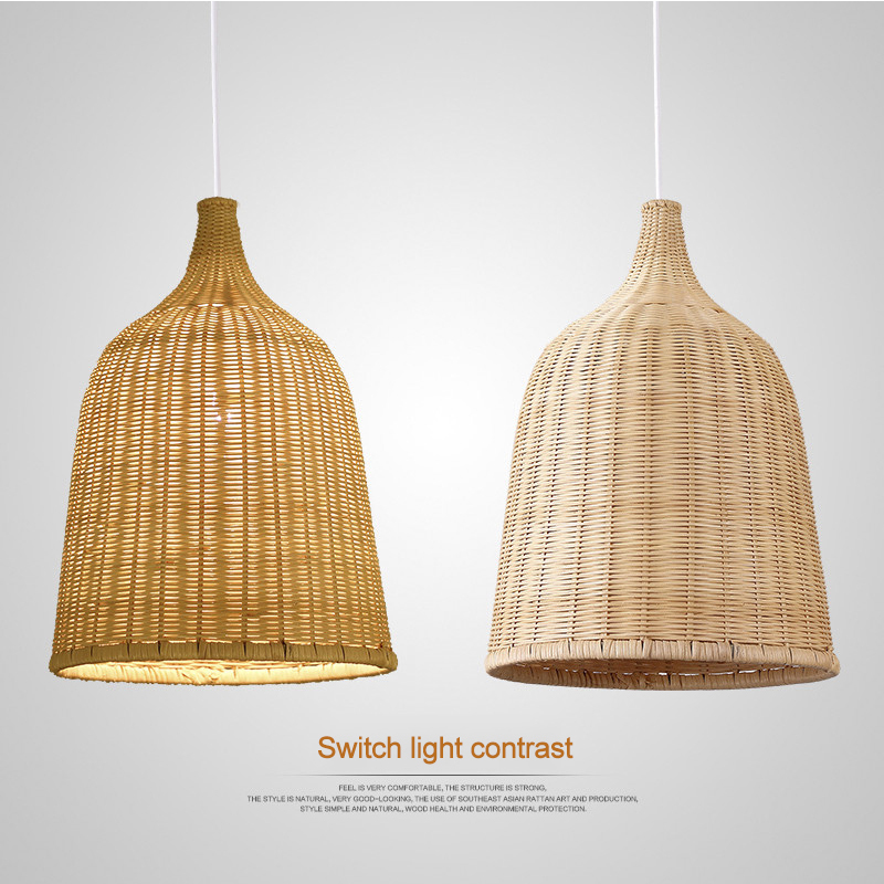 Modern Wood chandelier Japanese style rattan lampshade wicker pendant lamp Restaurant Bar Shop indoor home Rattan chandelier