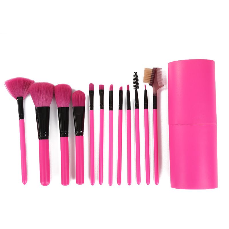 12Pcs/Sets Makeup Brushes Tool Eye Shadow Foundation Eyebrow Lip Brush cosmetics Leather Cup Holder Case Kit