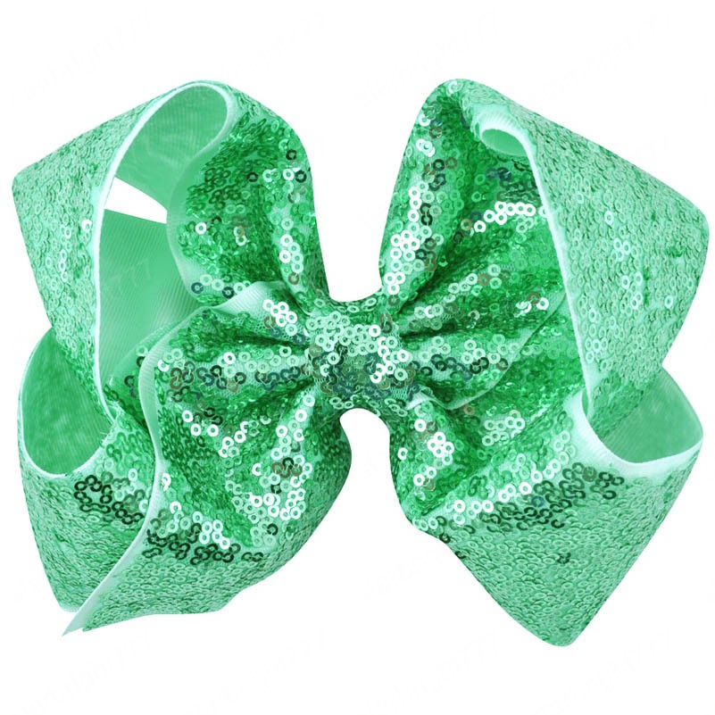 8 inch Women Rainbow Large Hair Bow Sequins Ribbon With Alligator Clip Children Headwear Bowknot Girls Hair Accessories