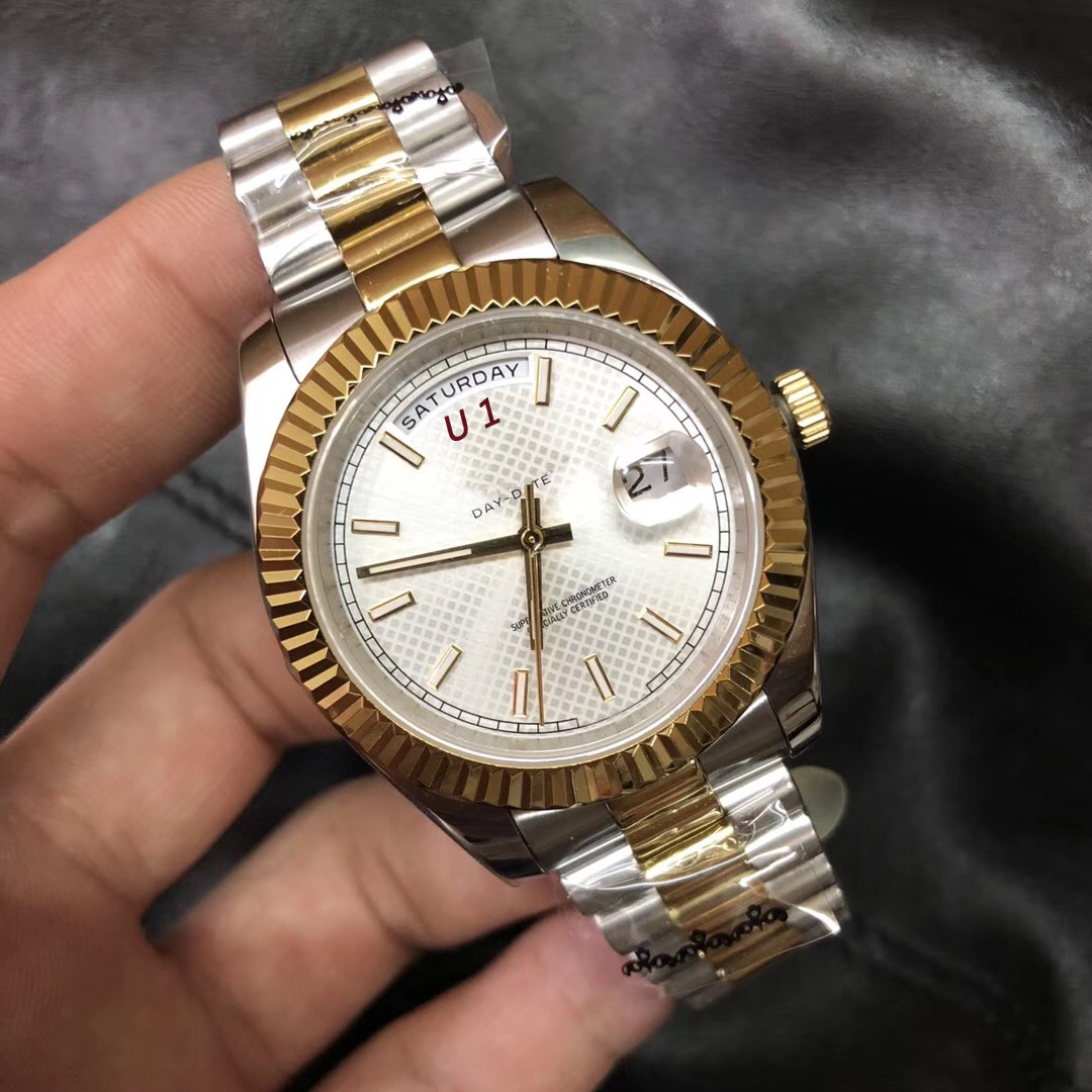 Two Tone President Bracelet Date Mens Watches 40MM Luminous White Dial Watch Scratch Resistant Sapphire Crystal Automatic Wristwatches, Customize
Two Tone President Bracelet Date Mens Watches 40MM Luminous White Dial Watch Scratch Resistant Sapphire Crystal Automatic Wristwatches, Customize