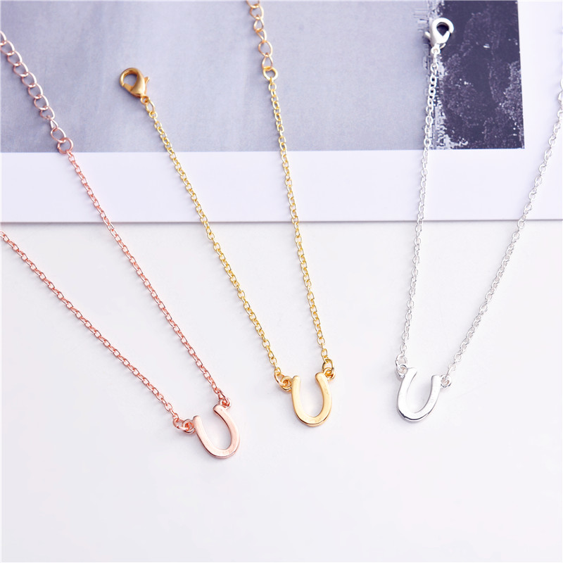 30PCS Lucky Horseshoe charm Bracelet Horse Shoe Hoof Bracelets Simple Alphabet Initial Name Letter Alphabet U Shape Bracelets Jewelry