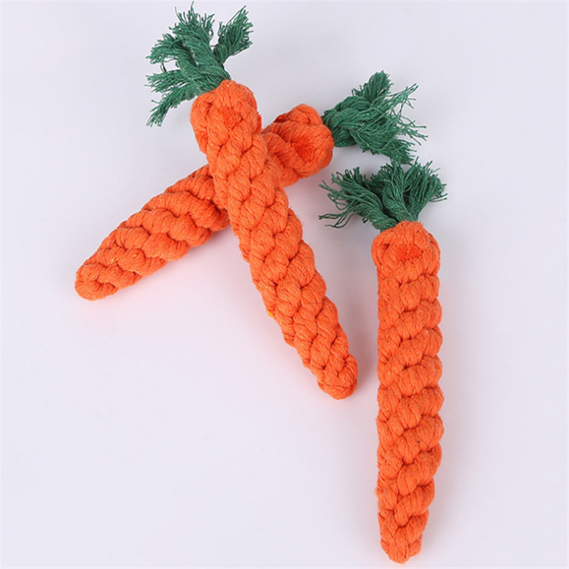 New Carrot Dog Cat Cotton Imitate Braided Weaved Bone Rope Knot Toy Pet Teeth Resistant to bite Toys dc429