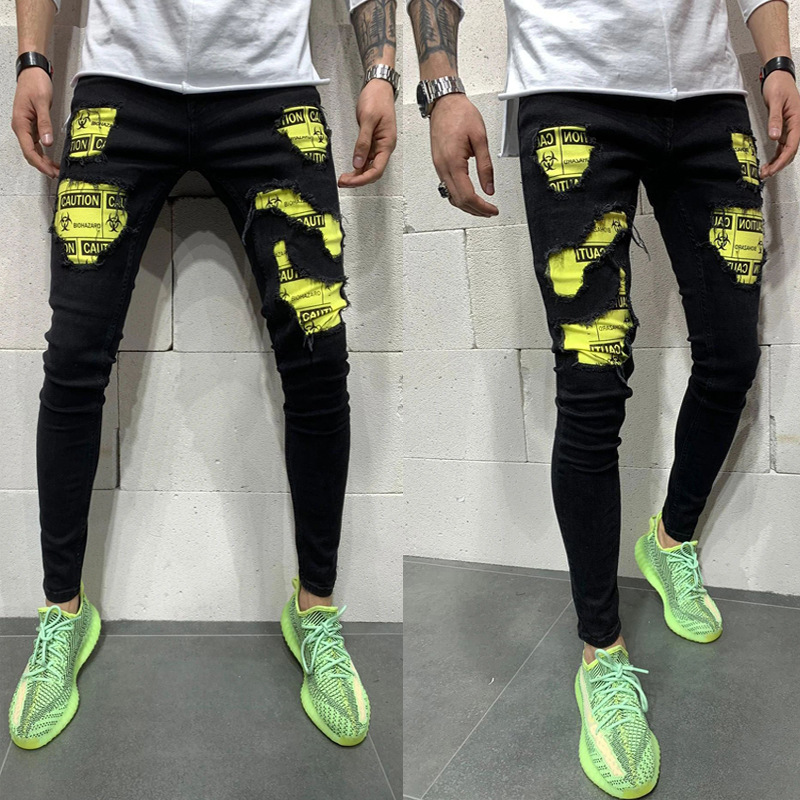 E-Baihui Decorate Yellow Hole Slim Men's Jeans Demin Trousers Stretch Male Hight Street Black Jeans PN01
E-Baihui Decorate Yellow Hole Slim Men's Jeans Demin Trousers Stretch Male Hight Street Black Jeans PN01