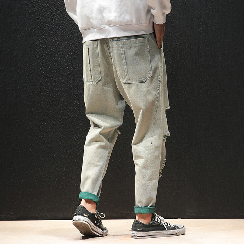 Harem Pants Young Mens M-5XL 2019 Spring Autumn Hole Vintage Harajuku Streetwear Trousers Hip Hop Dance Casual Male Jeans Pants