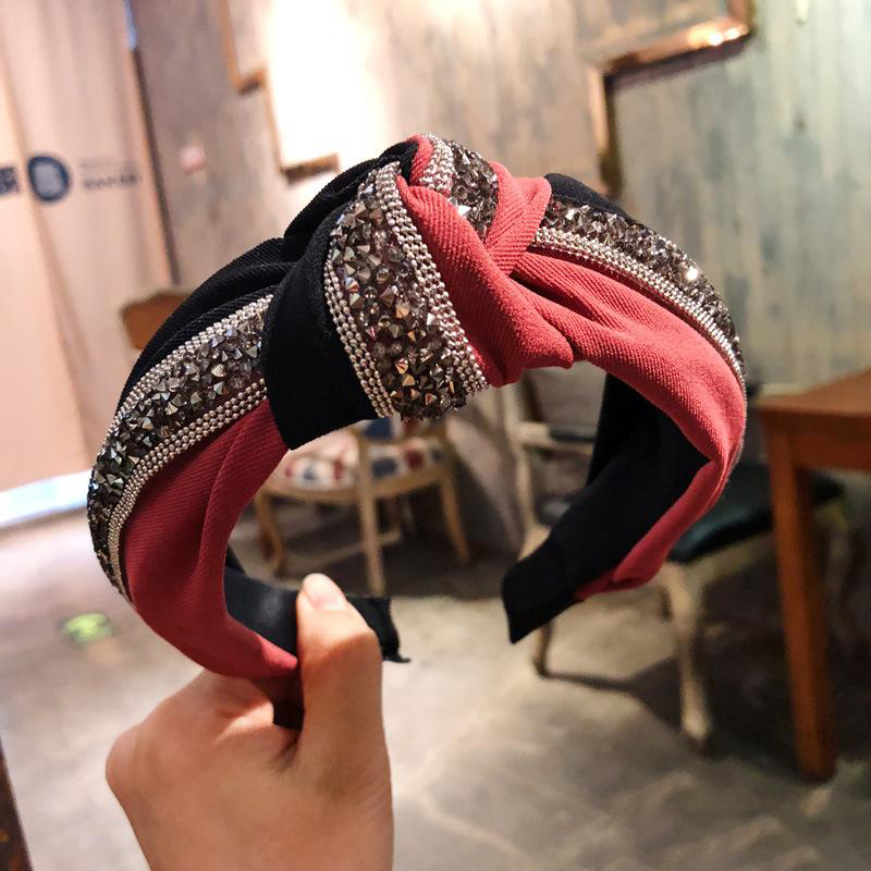 1PC Crystal Wide Headband Fashion Women Girls Patchwork Shiny Hair Hoop Cross Knot Bow Hairband Gift