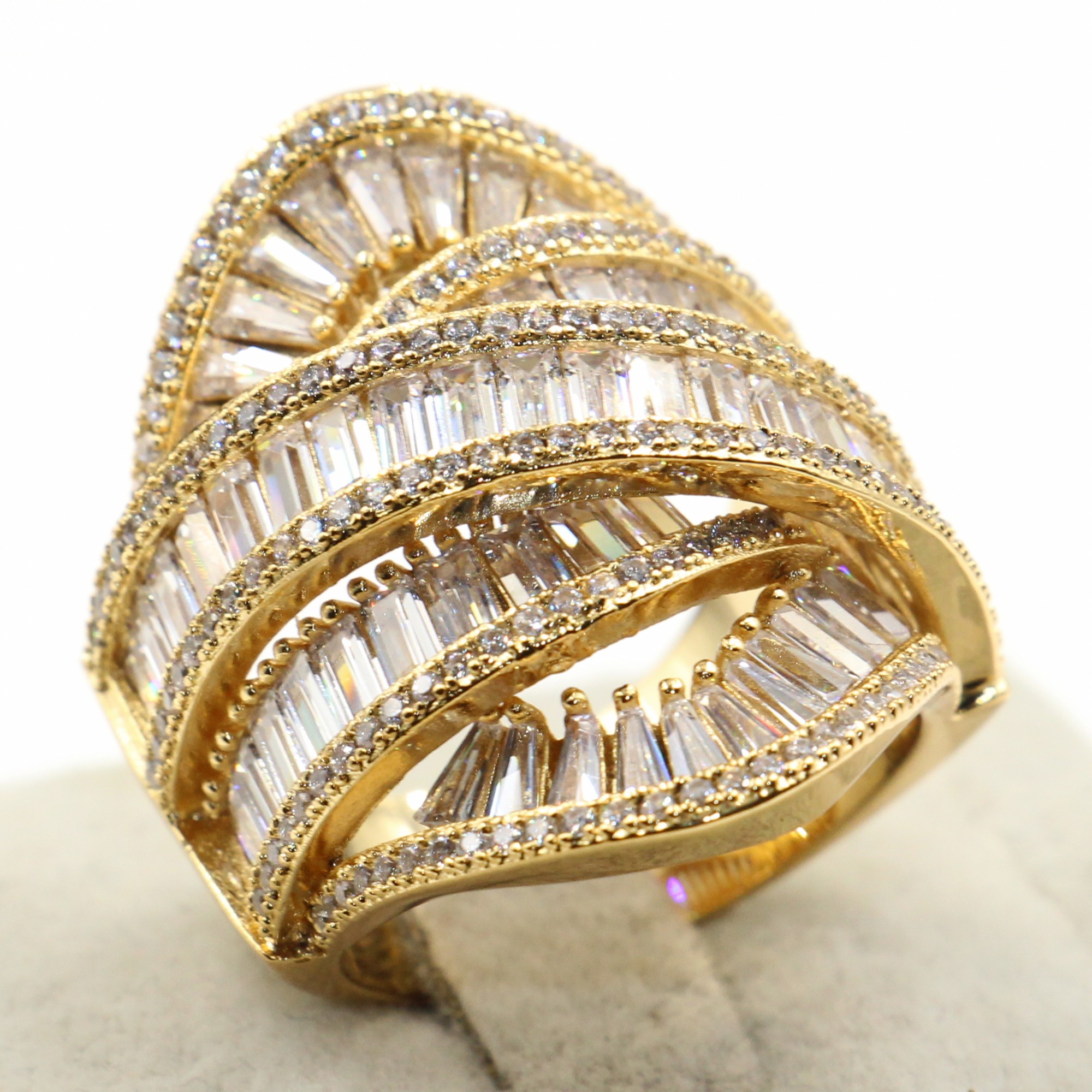 Victoria Wieck Rulalei Fashion Jewelry 925 Sterling Silver&Gold Fill Princess Cut White Topaz CZ Diamond Women Wedding Wide Eternity Ring