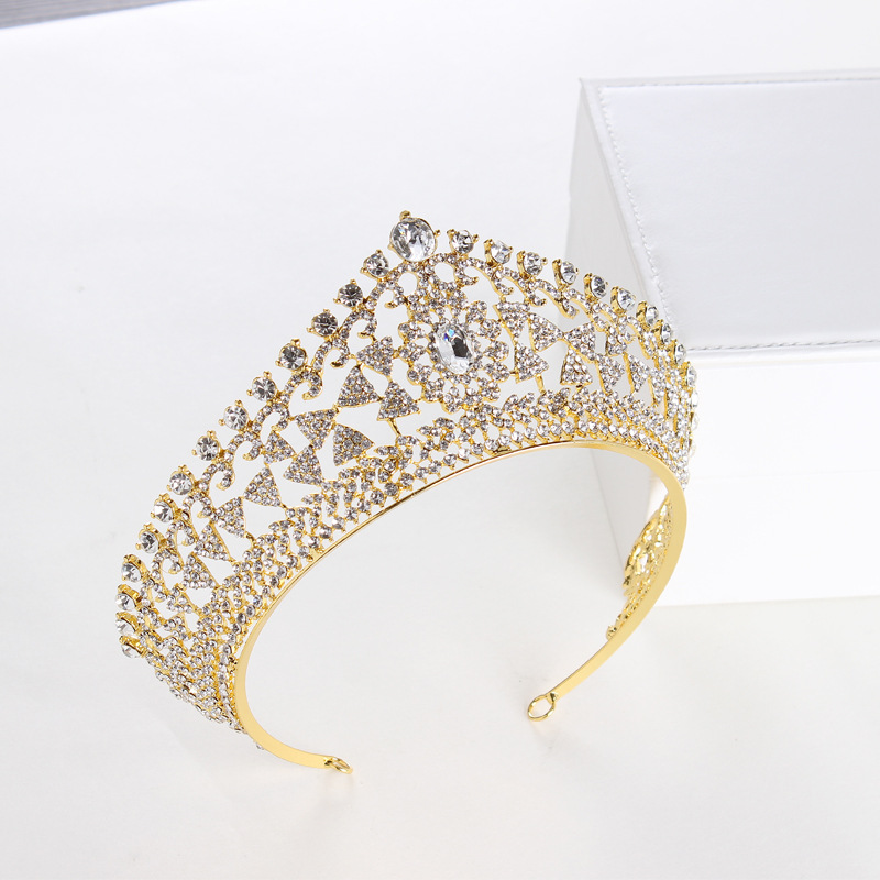 Luxury Full Circle Tiaras Pageant Clear Austrian Rhinestones King Queen Princess Crowns Wedding Bridal Brides Crown Party HeadPieces 5 Color