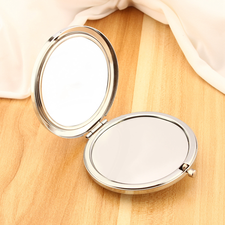Round Silver Mini Compact Mirrors Women Lady Girl Mini Beauty Metal Make Up Cosmetic Makeup Round Pocket Mirror Espejo De Bolsillo Redondo De Maquilla