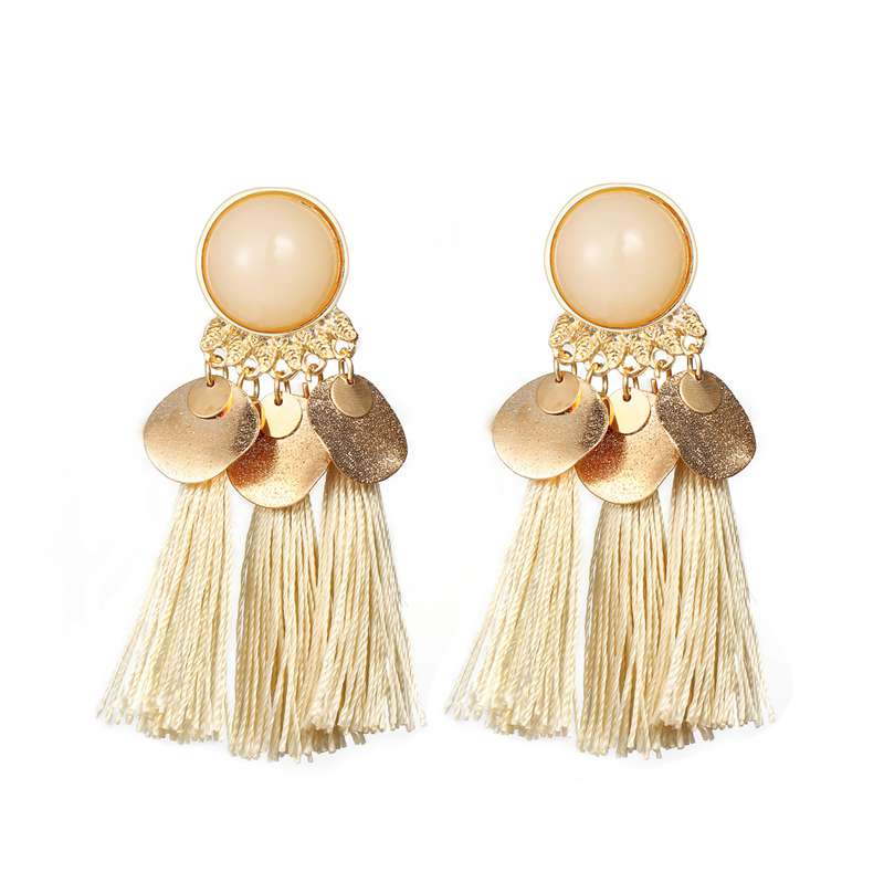 Alloy resin tassel earrings ladies hanging earrings retro style fashion jewelry birthday Valentine's Day Easter gift