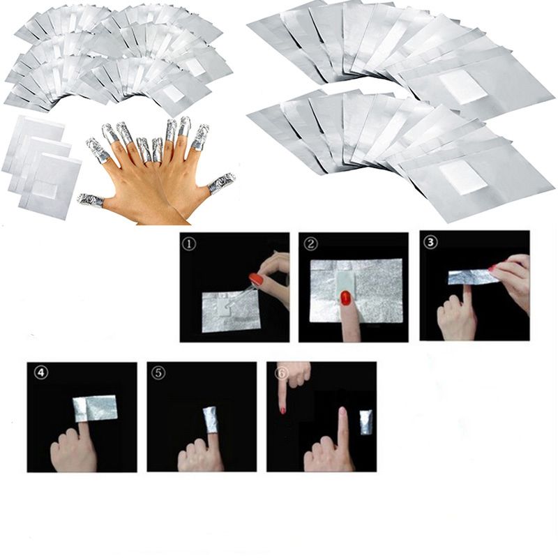 Soak off nail foil 100Pcs/Lot Aluminium Foil Nail Art Soak Off Acrylic Gel Polish Nail Removal Wraps Remover Makeup